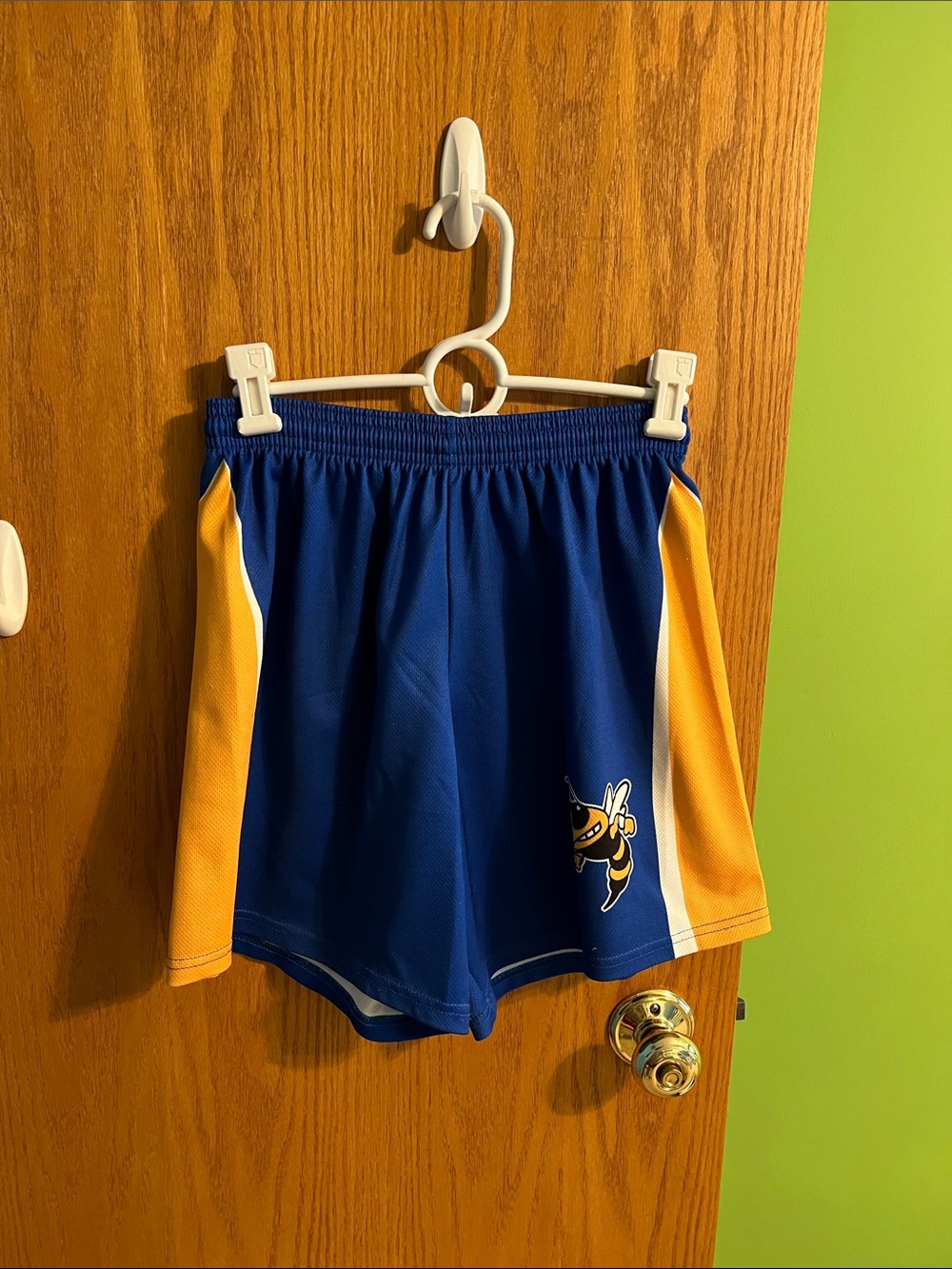 Women’s Blue & Gold Athletic Shorts with Hornet Logo Small